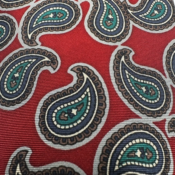 Vintage Boston Traders Silk Paisley Tie Red Teal Classic 90s Style 3.75”X 56” - Picture 11 of 13